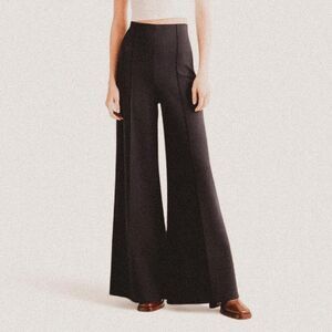 Quince Black Ultra-Stretch Ponte Wide Leg Pants | Minimalist Quiet Luxury XS